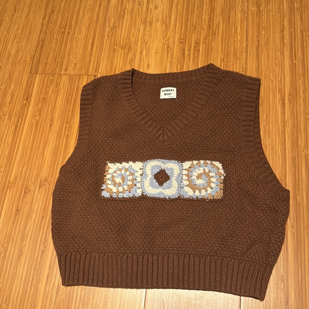 Aritiza cropped teddy v neck sweater vest